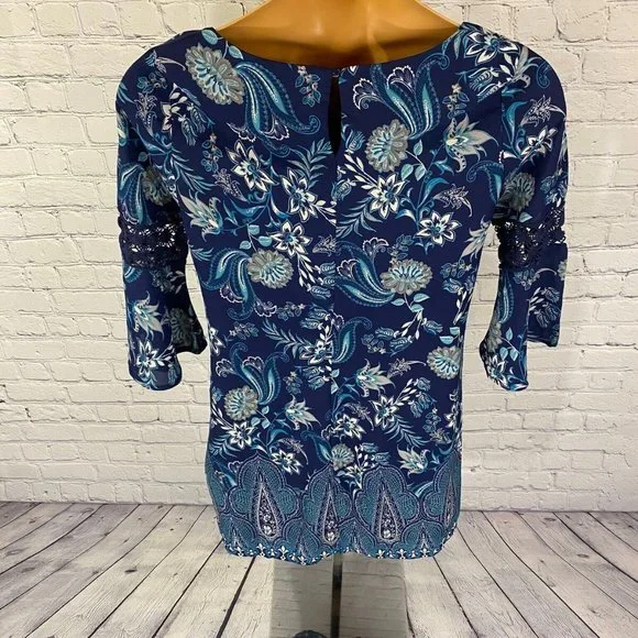 Luxology Blue Boho Floral Paisley Shift Dress - Picture 5 of 8